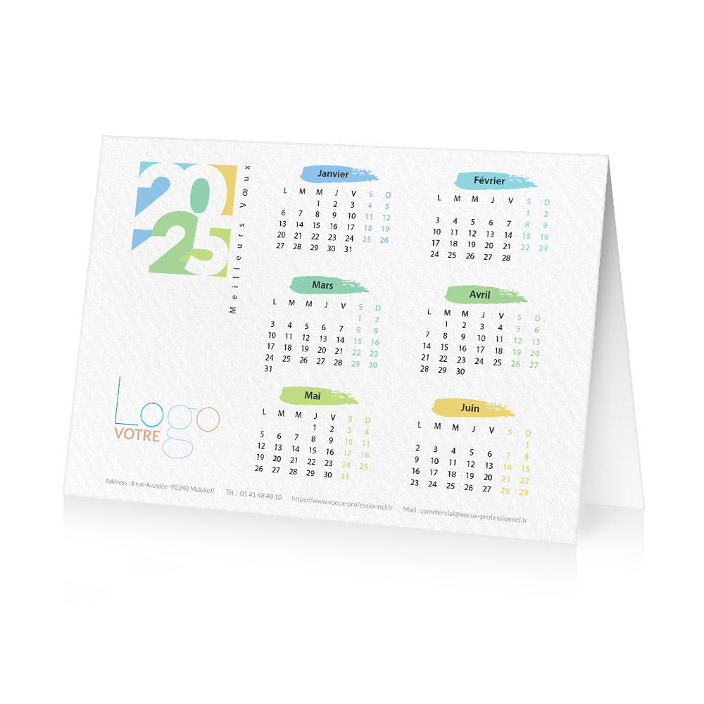 Carte calendrier 2025 Beige